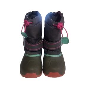 Kids' Waterproof Snow Boots with Pink and Green Accents